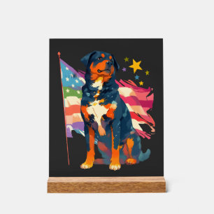Patriottische Rottweiler met USA-vlagkunst Acryl Bord