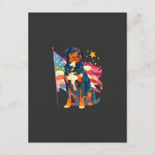 Patriottische Rottweiler met USA-vlagkunst Feestdagenkaart