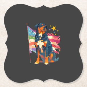 Patriottische Rottweiler met USA-vlagkunst Kartonnen Onderzetters