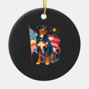 Patriottische Rottweiler met USA-vlagkunst Keramisch Ornament