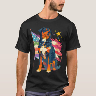 Patriottische Rottweiler met USA-vlagkunst T-shirt