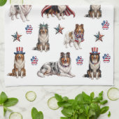 Patriottische Rough Collies Keukendoek Theedoek (Gevouwen)