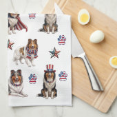 Patriottische Rough Collies Keukendoek Theedoek (Quarter Fold)