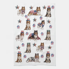 Patriottische Rough Collies Keukendoek Theedoek