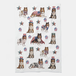 Patriottische Rough Collies Keukendoek Theedoek