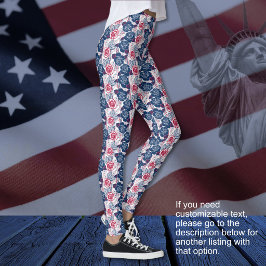 Patriottische Rozen sterren - rood wit blauw GEEN  Leggings