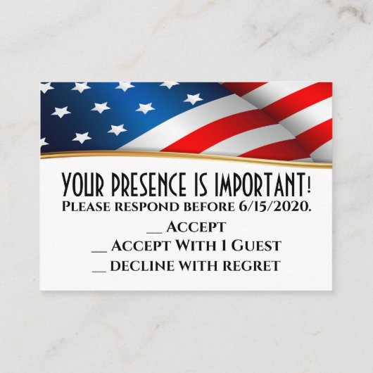 Patriottische RSVP-kaarten Informatiekaartje (Achterkant)