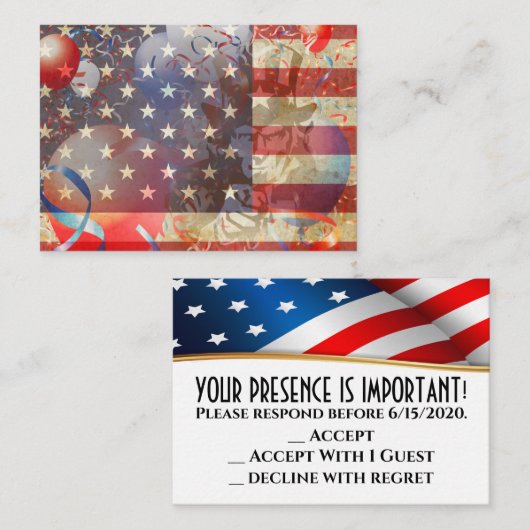 Patriottische RSVP-kaarten Informatiekaartje (Voorkant / Achterkant)