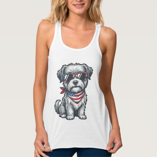 Patriottische Ruige Hond Vintage Gravure Tank Top_ (Voorkant)