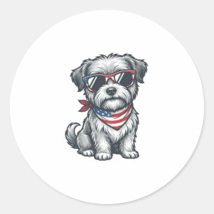 Patriottische Ruige Hond Vintage Gravure Tank Top_ Ronde Sticker