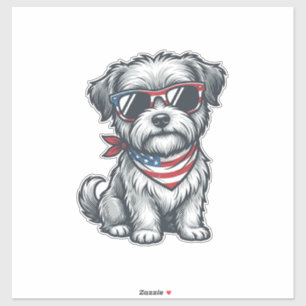 Patriottische Ruige Hond Vintage Gravure Tank Top_ Sticker