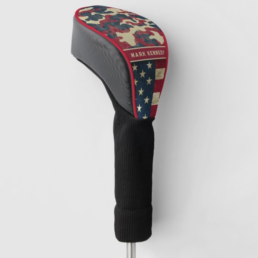 Patriottische Rustieke Amerikaanse Vlag Camo Patro Golfheadcover (Schuin)