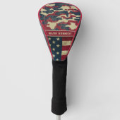 Patriottische Rustieke Amerikaanse Vlag Camo Patro Golfheadcover (Voorkant)
