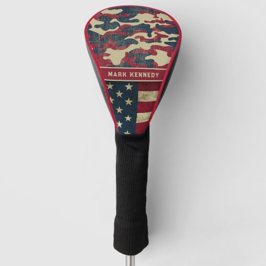 Patriottische Rustieke Amerikaanse Vlag Camo Patro Golfheadcover (Voorkant)