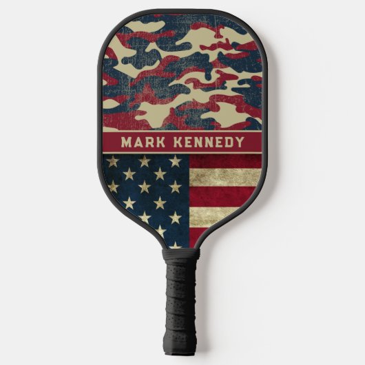 Patriottische Rustieke Amerikaanse Vlag Camo Patro Pickleball Paddle (Achterkant)