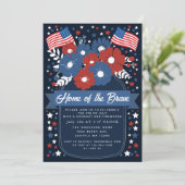 Patriottische Rustieke Bloemen 4 juli Cookout Kaart (Staand voorkant)