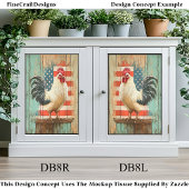 Patriottische rustieke boerderij Rooster DB8R Deco Tissuepapier