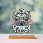 Patriottische Rustieke Schuur Bruiloft Acryl Bord (Neutraal)