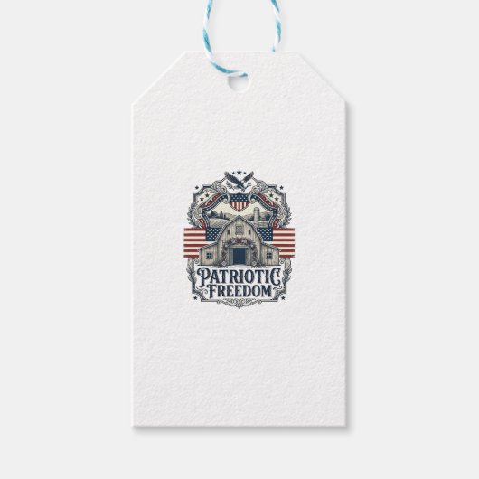 Patriottische Rustieke Schuur Bruiloft Cadeaulabel (Voorkant)