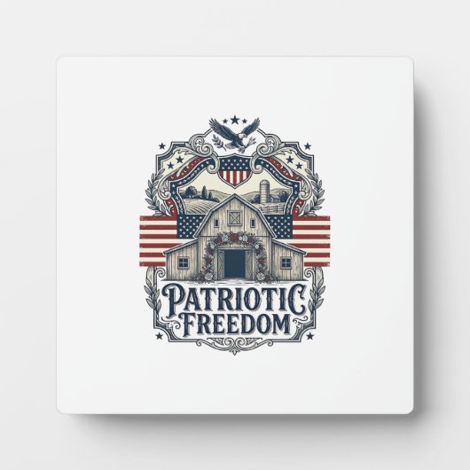 Patriottische Rustieke Schuur Bruiloft Fotoplaat (Voorkant)