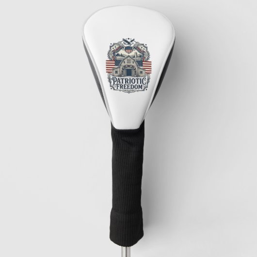 Patriottische Rustieke Schuur Bruiloft Golfheadcover (Voorkant)