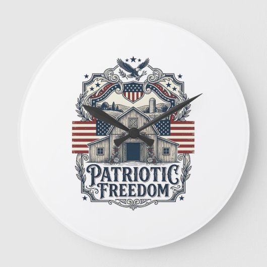 Patriottische Rustieke Schuur Bruiloft Grote Klok (Voorkant)