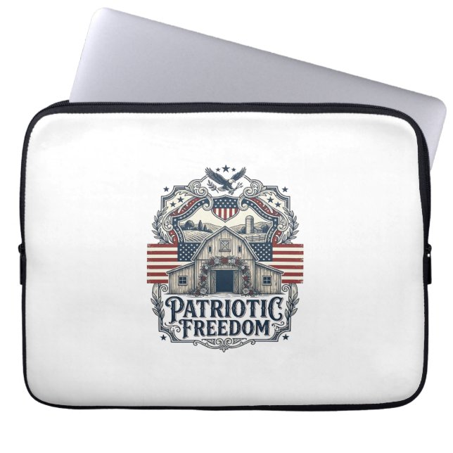 Patriottische Rustieke Schuur Bruiloft Laptop Sleeve (Voorkant)