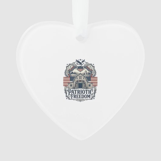 Patriottische Rustieke Schuur Bruiloft Ornament (voorkant)