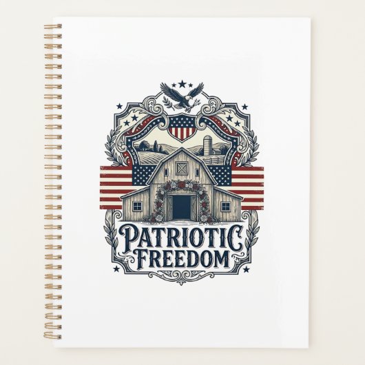 Patriottische Rustieke Schuur Bruiloft Planner (Voorkant)