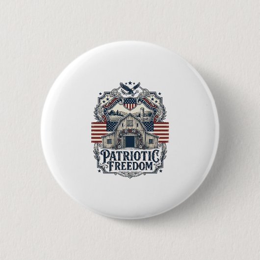 Patriottische Rustieke Schuur Bruiloft Ronde Button 5,7 Cm (Voorkant)