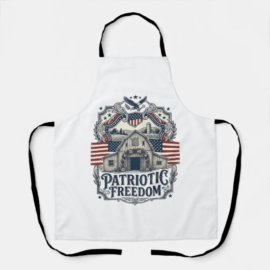 Patriottische Rustieke Schuur Bruiloft Schort (Voorkant)