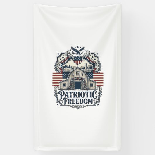 Patriottische Rustieke Schuur Bruiloft Spandoek (Verticaal)