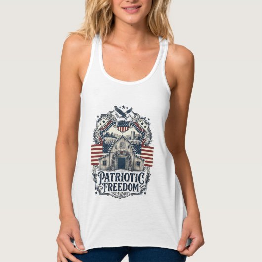 Patriottische Rustieke Schuur Bruiloft Tanktop (Voorkant)
