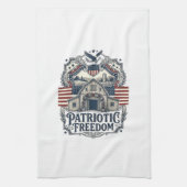Patriottische Rustieke Schuur Bruiloft Theedoek (Verticaal)
