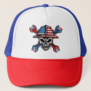 patriottische ruwe bolster schedel trucker pet