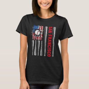 Patriottische San Francisco Softball Amerikaanse v T-shirt