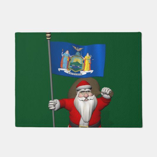Patriottische Santa Claus Bezoekende State New Yor Deurmat (Voorkant)