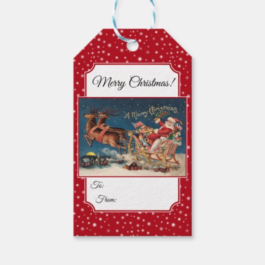 Patriottische Santa Merry Christmas Gift Labels Cadeaulabel (Voorkant)