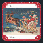 Patriottische Santa Merry Christmas Gift Stickers<br><div class="desc">De kerstman is een beetje patriottisch terwijl hij op kerstavond met zijn slee door de lucht zwaait en je vrienden en familie "een vrolijk kerstfeest" wenst op deze klassieke kerstcadeau-stickers. Vul jouw namen in de aanpasbare "Van"-regel in om tijd te besparen op uw kerstverpakking.</div>