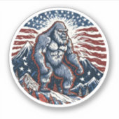 Patriottische Sasquatch, op maat gesneden vinyl St Sticker (Voorkant)