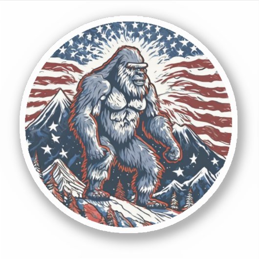 Patriottische Sasquatch, op maat gesneden vinyl St Sticker (Voorkant)