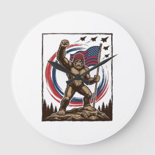 Patriottische Sasquatch Vlag Vintage Grote Klok