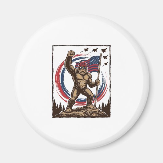 Patriottische Sasquatch Vlag Vintage Magneet (Voorkant)