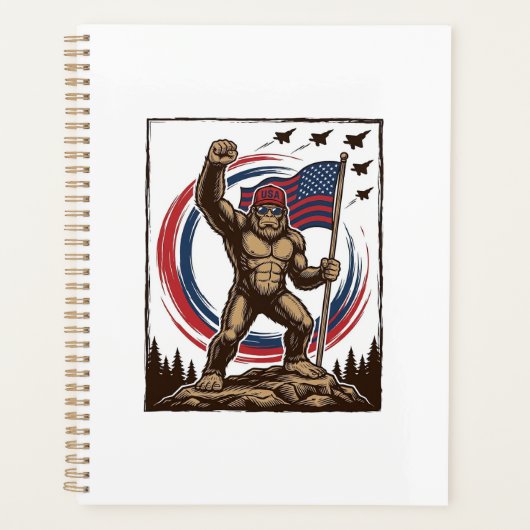Patriottische Sasquatch Vlag Vintage Planner (Voorkant)