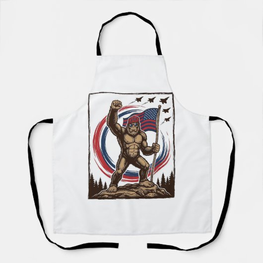 Patriottische Sasquatch Vlag Vintage Schort (Voorkant)
