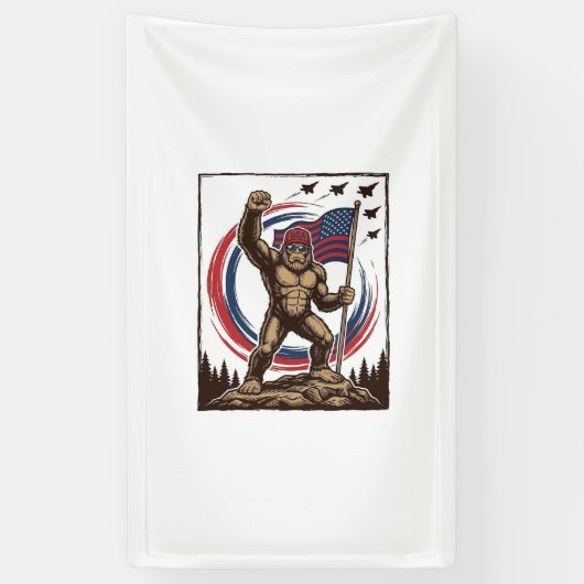 Patriottische Sasquatch Vlag Vintage Spandoek (Verticaal)