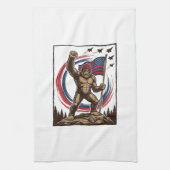 Patriottische Sasquatch Vlag Vintage Theedoek (Verticaal)