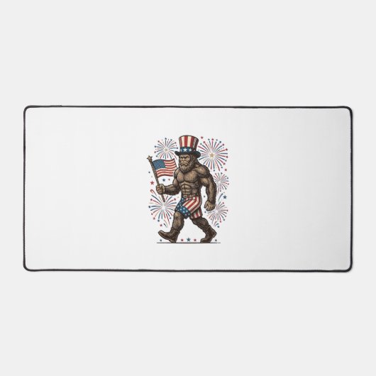 Patriottische Sasquatch-Vuurwerk Vintage Gravure D Bureaumat (Voorkant)