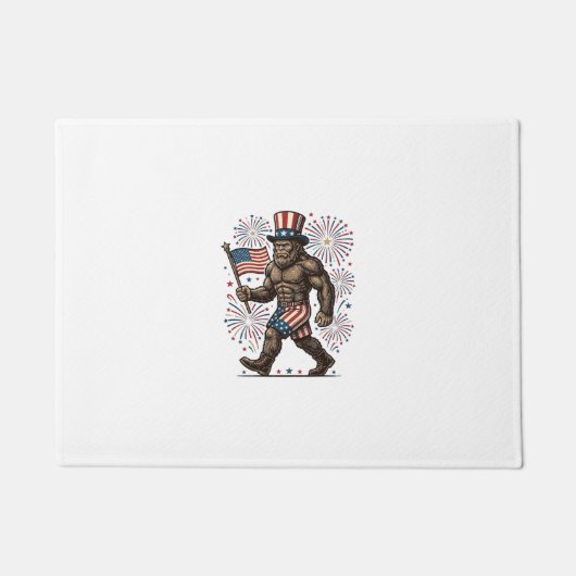 Patriottische Sasquatch-Vuurwerk Vintage Gravure D Deurmat (Voorkant)