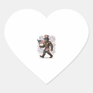 Patriottische Sasquatch-Vuurwerk Vintage Gravure D Hart Sticker